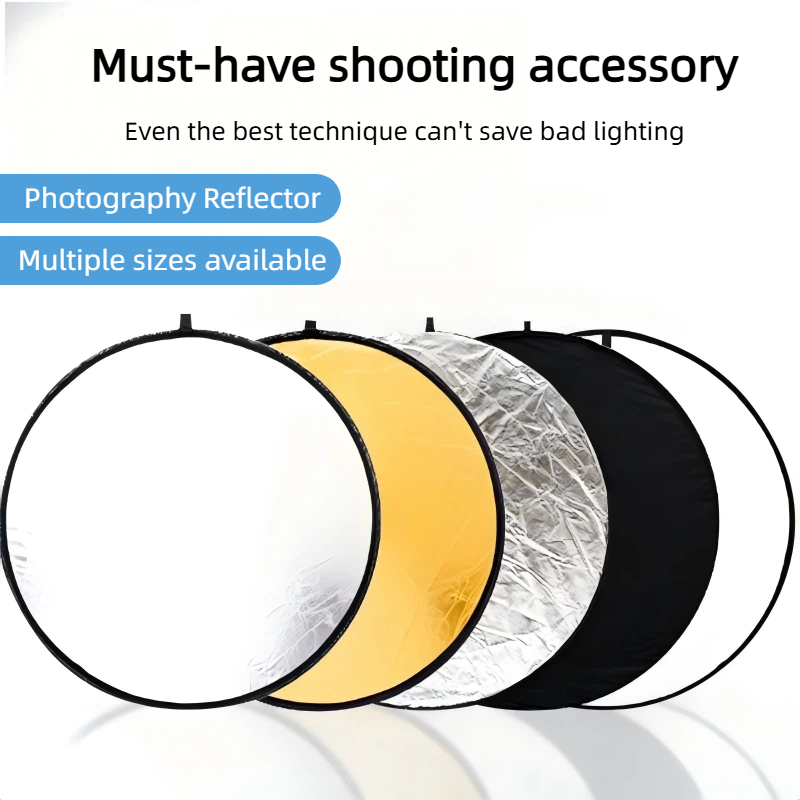 Photography Lighting Kit Portable - Pannello Riflettente Bifacciale Oro e Argento